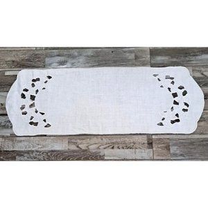 VTG Linen Table Runner Daffodils Flowers Farmhouse Cottagecore Country 42x15